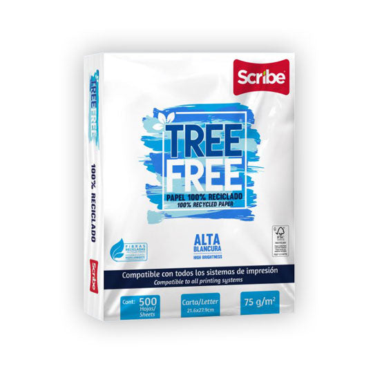 Papel bond Scribe tree free carta 75g