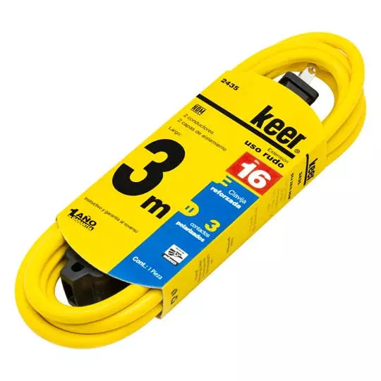Extensión de 3 contactos, 3 M color amarillo