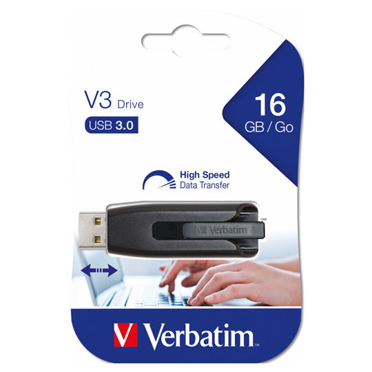 Memoria VERBATIM Flash USB 3.2 Gen 1 SNG V3 de 16 GB, negro