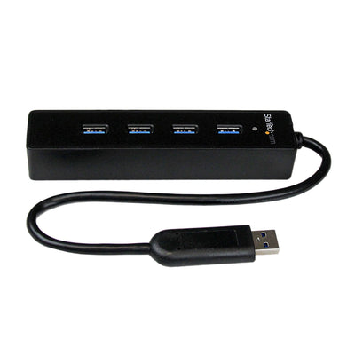 Adaptador concentrador Hub USB 3.0 STARTECH (5Gbps) Super Speed Portátil de 4 Puertos Salidas - Negro