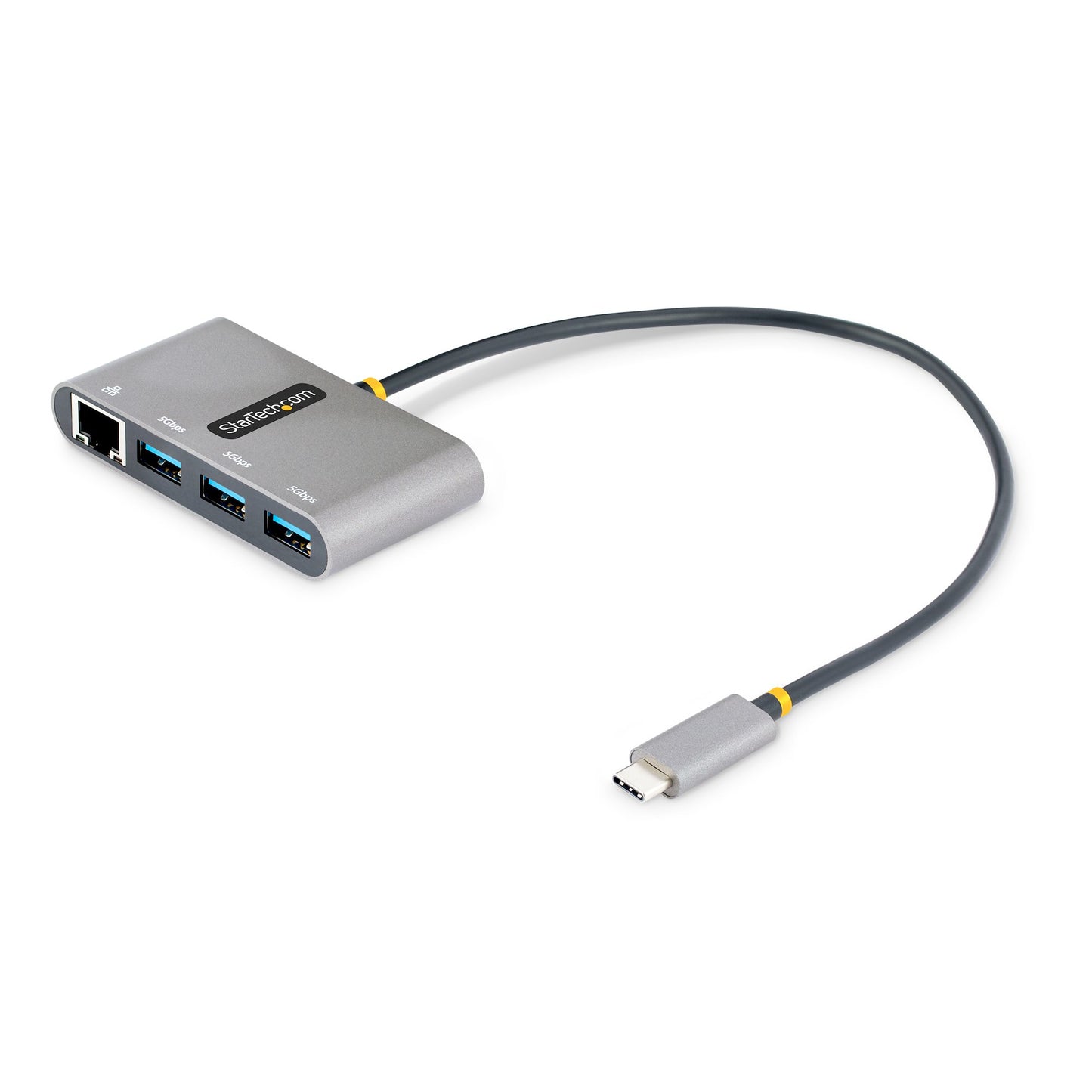 Hub Startech.com HB30C3A1GEA2, USB C 3.0, 3x USB A 3.0, 1x RJ-45, Gris