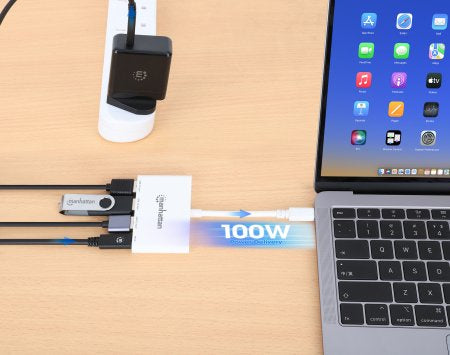 INTRACOM HUB USB-C 3 PTOS A 1 PTO C PD DOCK 5GBPS BLANCO HUB USB-C 3 PTOS A 1 PTO C PD 5GBPS BLANCO