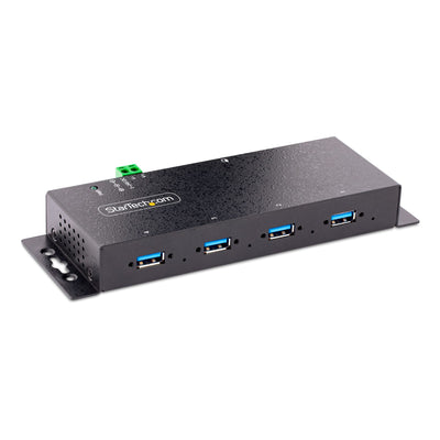 Montable en pared/escritorio/riel DIN STARTECH - HUBindustrial USB 3.0 D, 4 puertos - Negro