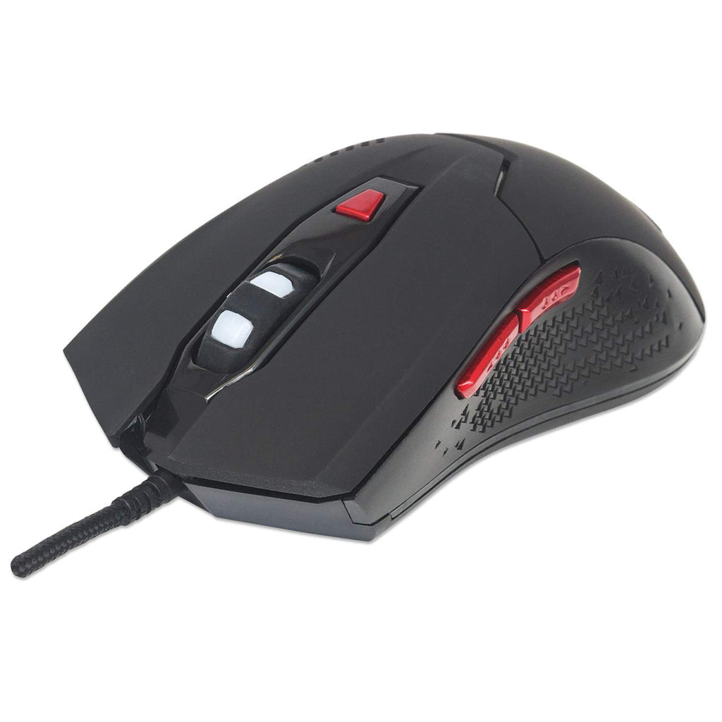 Mouse óptico gamer 176071 Manhattan, Alámbrico, USB-A, 2400DPI, Negro