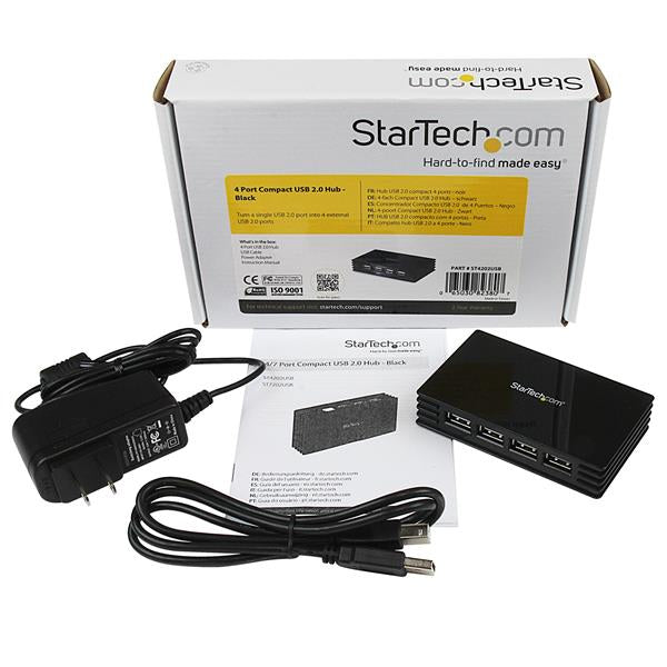 STARTECH CONSIG HUB CONCENTRADOR USB 2.0 PERP COMPACTO DE 4 PUERTOS NEGRO