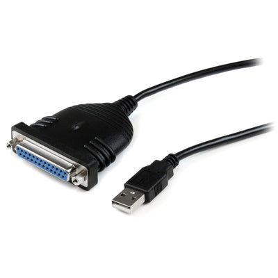 Cable de 1.8m adaptador de STARTECH  impresora paralelo DB25 a USB A, color negro