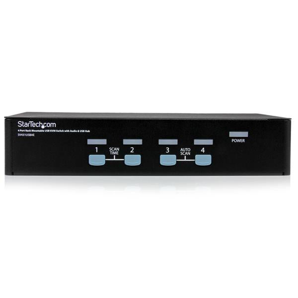 STARTECH CONSIG SWITCH CONMUTADOR KVM VGA 4 PERP PUERTOS AUDIO HUB USB PARA RACK