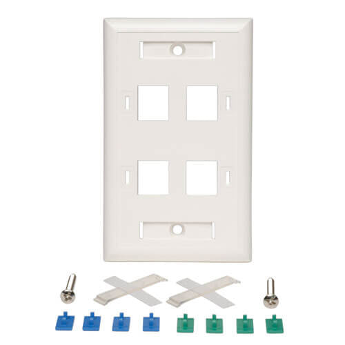 TRIPPLITE CONSIG. PLACA DE PARED CUADRUPLE MNT 4 PUERTOS RJ45 BLANCO .