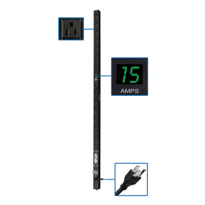 PDU Monofásico con Medidor Digital Tripp Lite PDUMV15, 120V, 15A, para Instalación Vertical de 0U en Rack