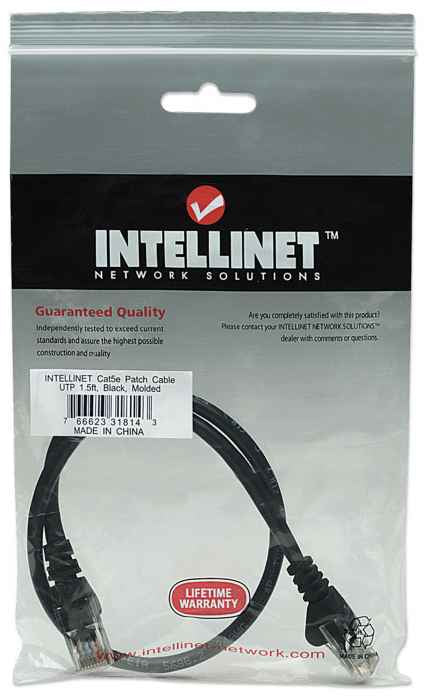 IC INTRACOM CABLE DE RED PATCH CAT5E CABL RJ45 0.50M NEGRO