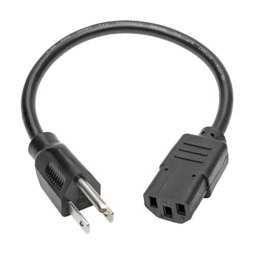 Cable de Alimentación Universal para Computadora Tripp Lite P006-001,NEMA 5-15P - IEC-320-C13, 30.48cm, Negro