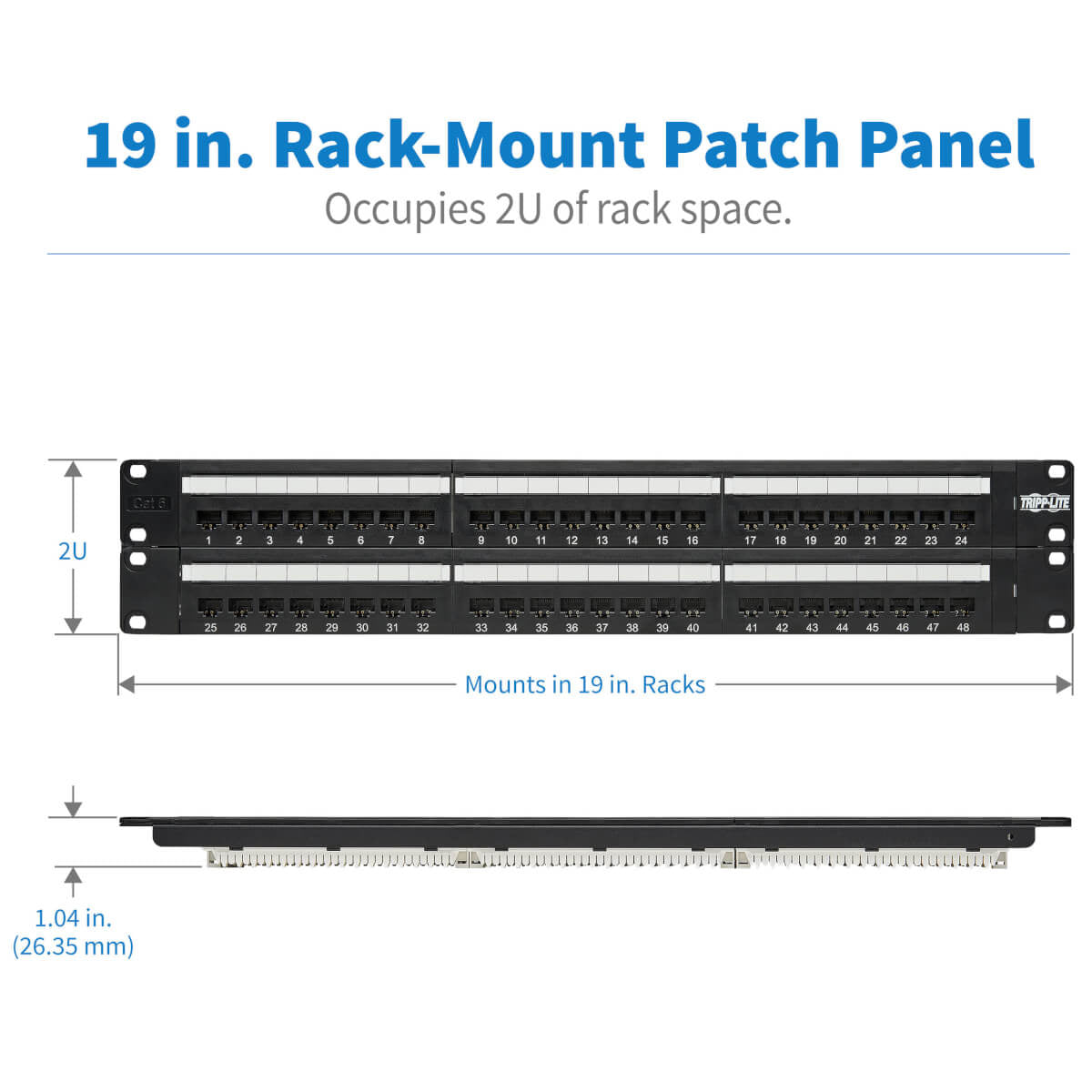 TRIPPLITE CONSIG. PANEL DE CONEXIONES 48 PUERTOS ACCS CAT6 110 RJ45 ETHERNET 2U EN RAC