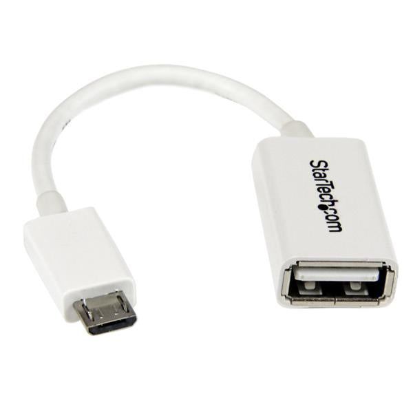 STARTECH CONSIG CABLE ADAPTADOR MICROUSB A USB ADAP OTG BLANCO 12CM MACHO A HEMBRA .