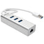 Adaptador USB Tripp Lite U336-U03-GB, A Macho - RJ-45 Hembra, con Hub USB 3.0 de 3 Puertos, Plata
