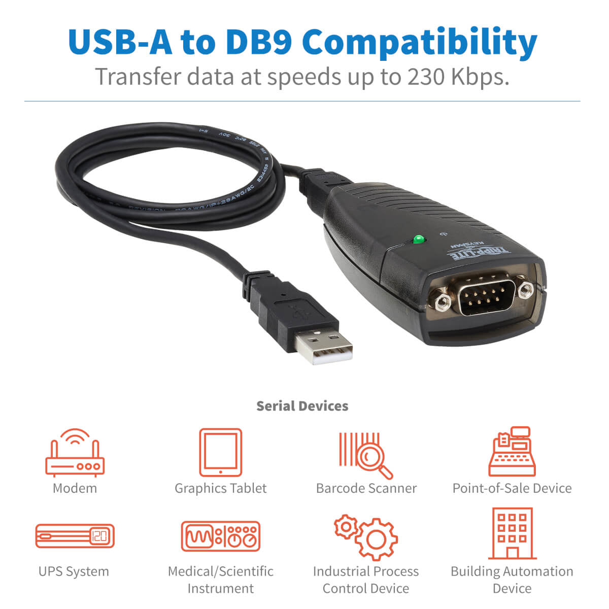 Adaptador Keyspan de Alta Velocidad Tripp Lite USA-19HS, USB A Macho - Serial Macho