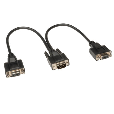 Cable Divisor en Y para Monitor Tripp Lite P516-001-HR, VGA de Alta Resolución HD15 Macho - 2x HD15 Hembra, 30cm, Negro