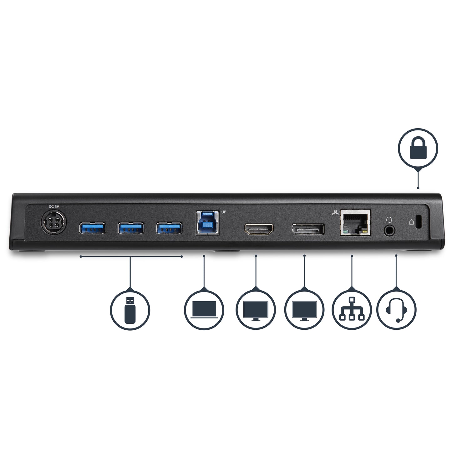 REPLICADOR PUERTOS UNIVERSAL DOCK USB 3.0 DISPLAYPORT HDMI 4K .