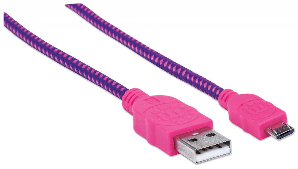 INTRACOM CABLE USB V2 A-MICRO B BOLSA CABL TEXTIL 1.8M ROSA/MORADO.