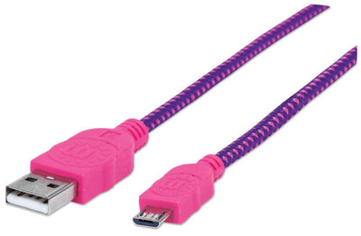 INTRACOM CABLE USB V2 A-MICRO B BOLSA CABL TEXTIL 1.8M ROSA/MORADO.