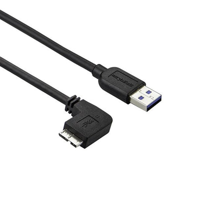 CABLE DELGADO 0.5M MICRO USB ADAP 3.0 ACODADO A IZQUIERDA A USB A .