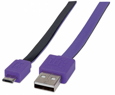 INTRACOM CABLE USB V2 A-MICRO B BLISTER CABL PLANO 1.0M MORADO/NEGRO.