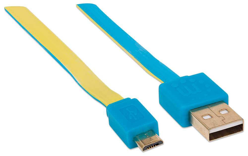INTRACOM CABLE USB V2 A-MICRO B BLISTER CABL PLANO 1.0M AZUL/AMARILLO.