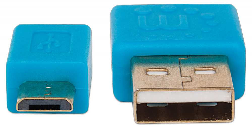 INTRACOM CABLE USB V2 A-MICRO B BLISTER CABL PLANO 1.0M AZUL/AMARILLO.