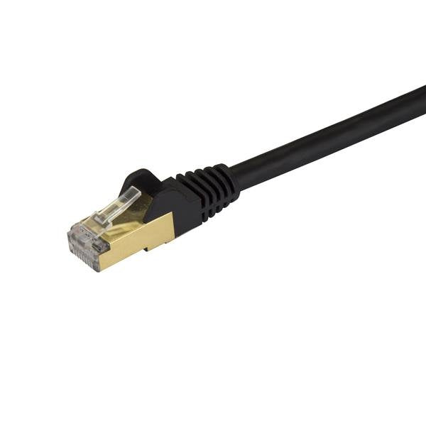 CABLE DE RED ETHERNET CAT6A CABL BLINDADO STP DE 0.3M NEGRO .