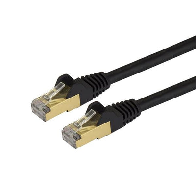 CABLE DE RED ETHERNET CAT6A CABL BLINDADO STP DE 0.3M NEGRO .