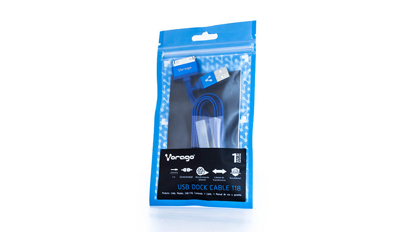 VORAGO CABLE VORAGO CAB-118 USB-APPLE CABL DOCK 1 METRO AZUL BOLSA