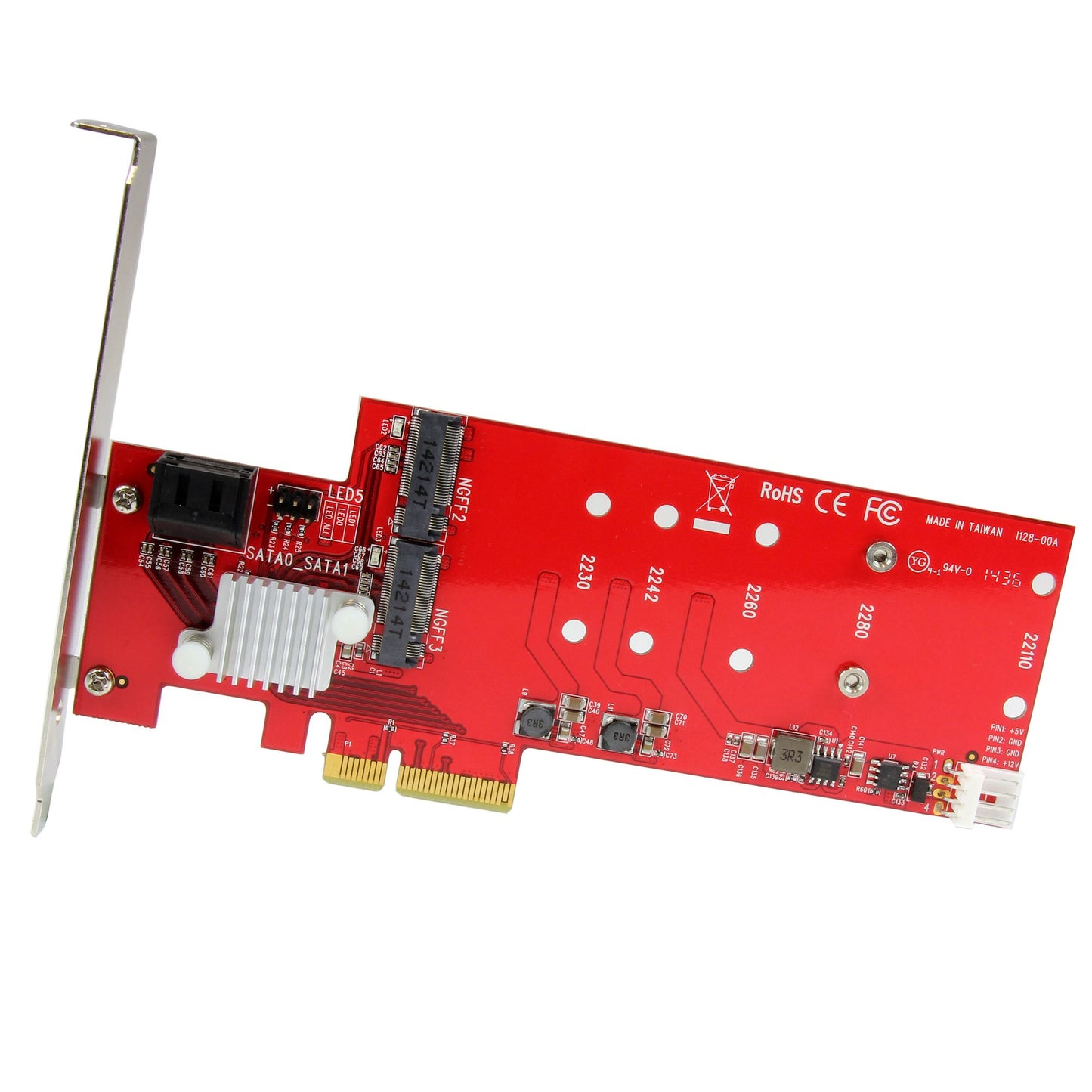 Tarjeta PCI Express Controladora STARTECH de 2x SSD NGFF M.2 y 2x Puertos SATA III - Compatibilidad con RAID