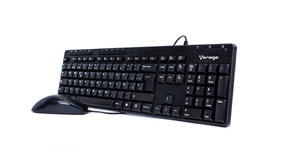 Kit de teclado multimedia y mouse KM-104 Vorago, Alámbrico, USB, Negro (Español)