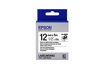 EPSON LABEL WORKS IRON ON TAPE LABL BLACK WHITE 12MM