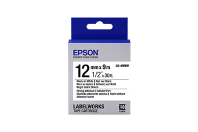 EPSON POS LABELWORKS STRONG ADHESIVE TAPELABL LK-4WBW BLACK/WHITE 12MM