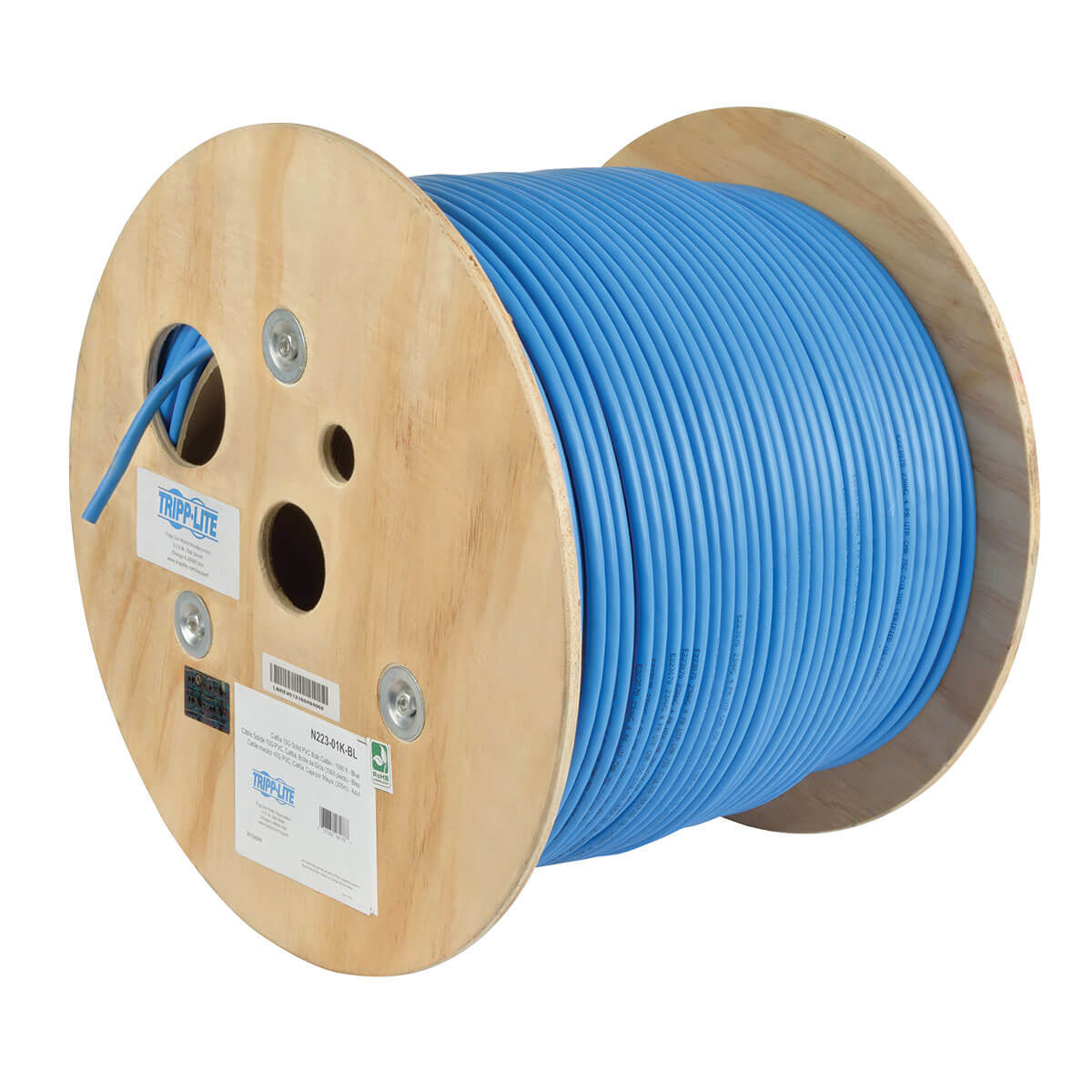 Cable a Granel PVC CMR Sin Blindaje Tripp Lite N223-01K-BL Cat6a, 305m, Azul