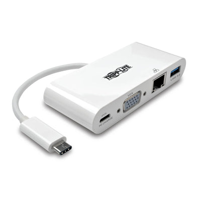 Adaptador Tripp Lite U444-06N-VGU-C, USB-C Macho - VGA Hembra con Hub USB-A, 1x RJ-45, Blanco