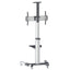 Soporte de Aluminio Tipo Carrito para pantalla de 37" a 86", con Repisas Removibles, de color Plateado y Negro