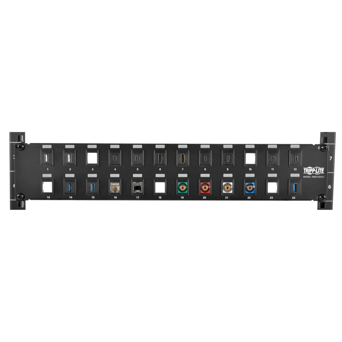 TRIPPLITE CONSIG. PANEL CONEXIONES SIN BLINDAJE BOPT RJ45 KEYSTONE 24 PUERTOS 2U RACK