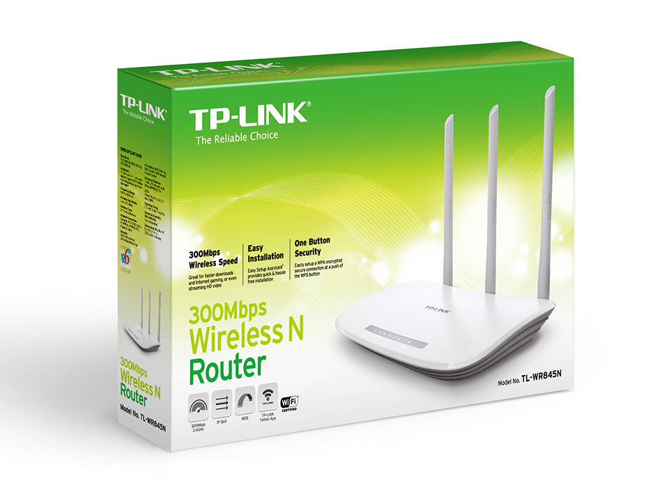 Router TP-Link Fast Ethernet TL-WR845N, Inalámbrico, 300Mbit/s, 5x RJ-45, 2.4GHz, con 3 Antenas Externas de 5dBi