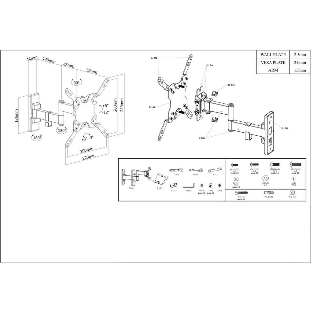 INTRACOM SOPORTEPARED MONITOR PANTALLA ACCS TV ARTICULADO 13IN A 42IN 20KG