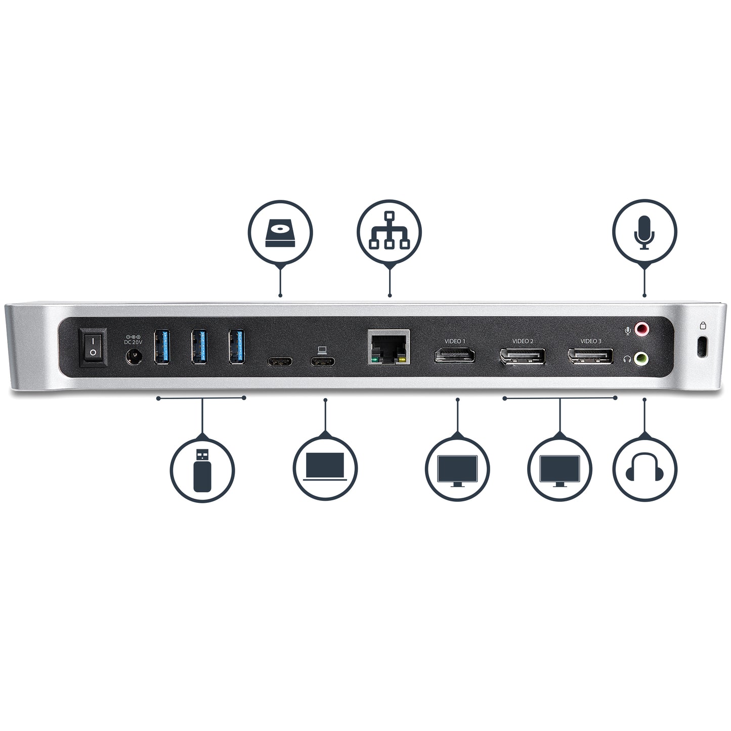 StarTech.com Docking Station para Laptops USB-C, 4x USB 3.0, 1x HDMI, 1x RJ-45