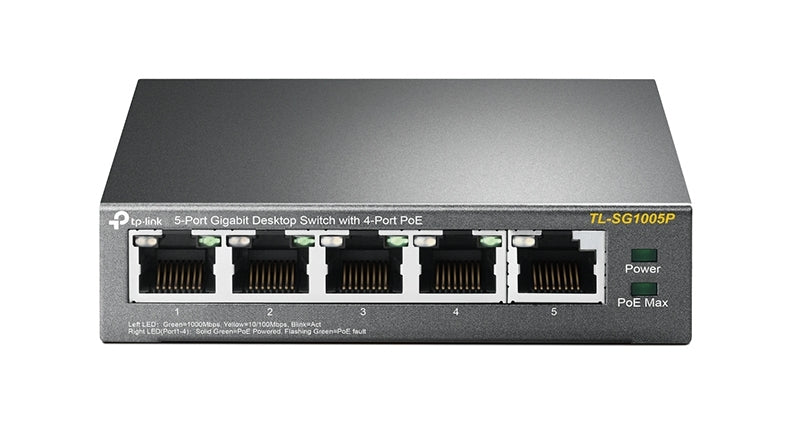 TP-LINK SWITCH ESCRITORIO DE 5 PTOS PERP GIGABIT CON 4 PUERTOS POE SIN ADM