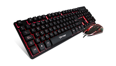 Kit teclado y mouse gamer KM-500 Vorago, Alámbrico, USB, Negro (Español)