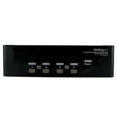 STARTECH CONSIG CONMUTADOR SWITCH KVM DE 4 PC PERP 2 PANTALLAS DVI VGA AUDIO USB