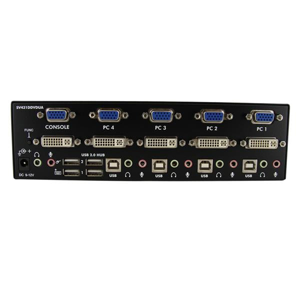 STARTECH CONSIG CONMUTADOR SWITCH KVM DE 4 PC PERP 2 PANTALLAS DVI VGA AUDIO USB