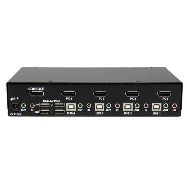 STARTECH CONSIG SWITCH CONMUTADOR KVM 4X PERP DISPLAYPORT DP AUDIO HUB USB