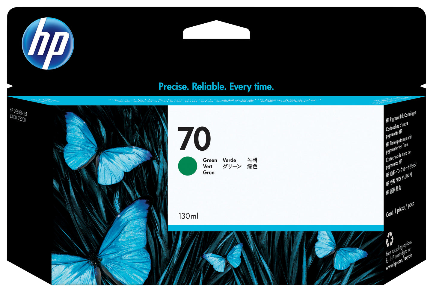 HP INC. HP 70 PIGMENTO VERDE 130ML INK TINTA AMPLIO FORMATO C9457A