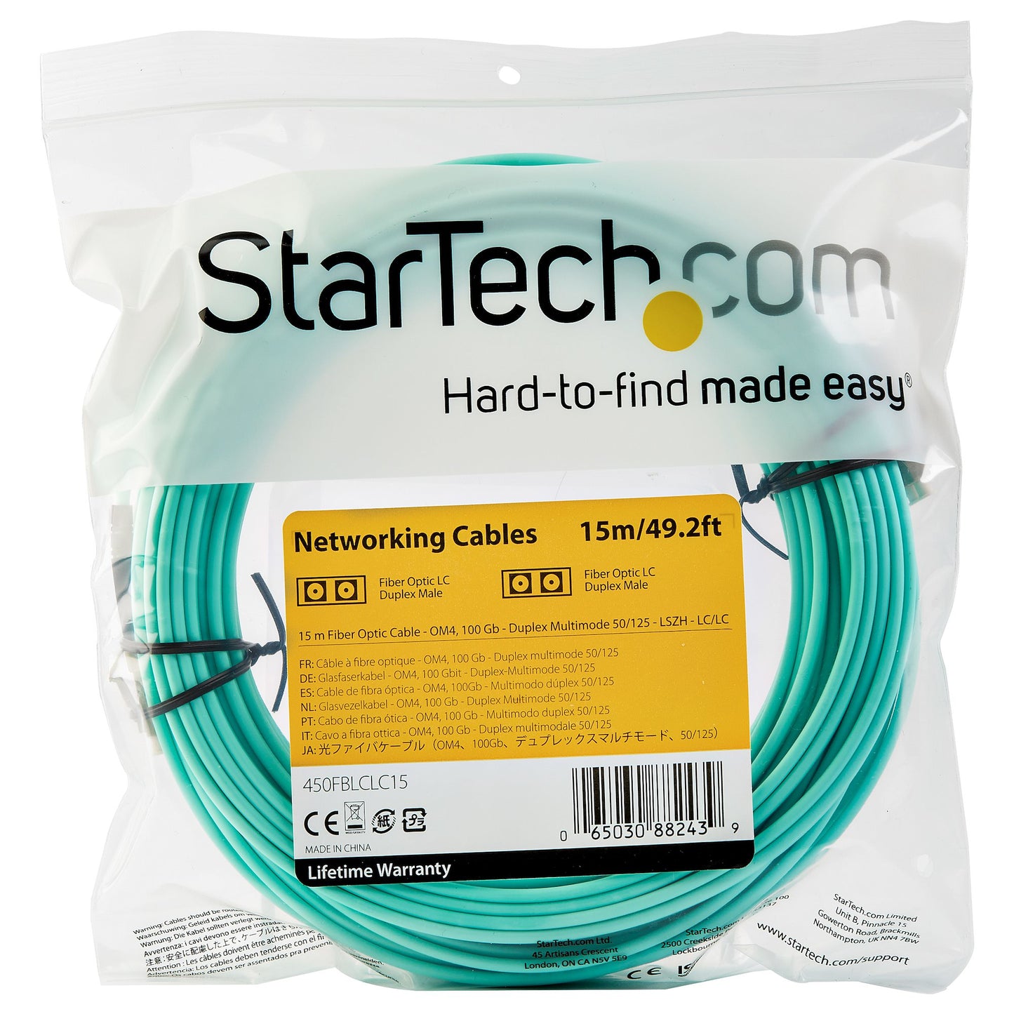 STARTECH CONSIG CABLE DE 15 M DE FIBRA OPTICA CABL AGUAMARINA - LC A LC - 50/125