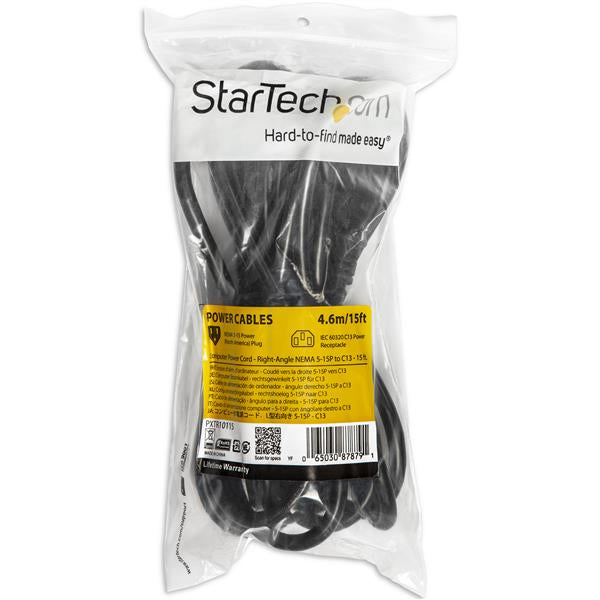 STARTECH CONSIG CABLE DE 4.5M DE ALIMENTACION CABL ACODADO NEMA 5-15P A C13 DE PC