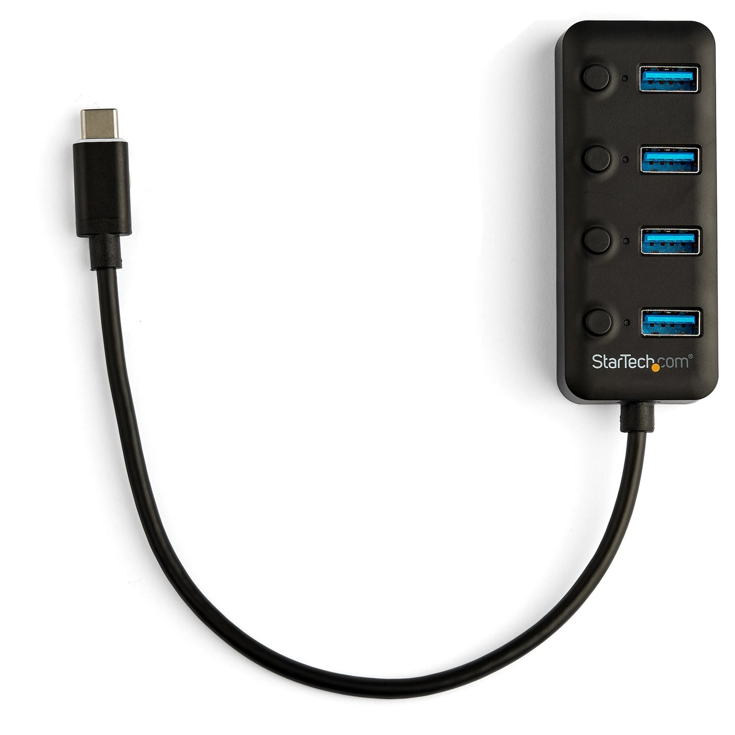 Hub USB Tipo C STARTECH  de 4 Puertos - USB de 4 Puertos USB-A con Interruptores Individuales de Encendido/Apagado - Soporte UASP - 4 puertos USB, color negro